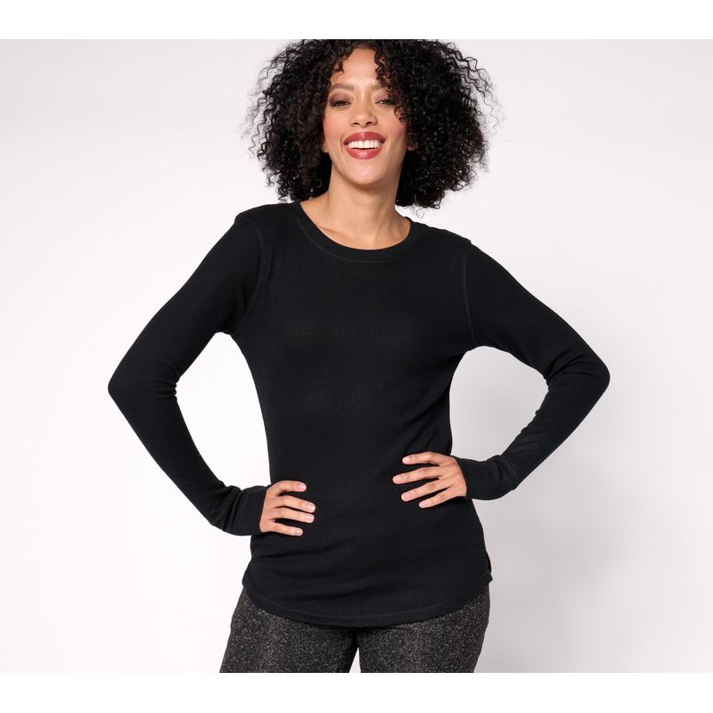 Cuddl Duds Women's Top Plus Sz 2x Base Layers Cozy Thermal Long Black A667642
